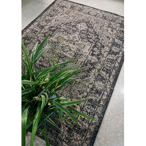 Tapis rectangulaire épais en peluche géométrique PET noué à la main, aspect antique traditionnel, résistant aux taches, avec envers en jute, pour salon - Product Image 3