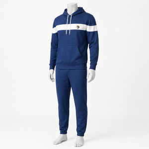 Conjunto Deportivo para Hombre con Capucha en Blanco y Negro, Pantalones Deportivos de Manga Larga, Ropa Casual de Otoño con Logotipo Frontal - Product Image 3
