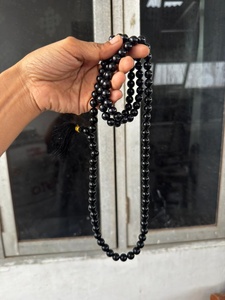 Wholesale Natural Black Tourmaline Jap Mala 8 MM 108 Beads Polished Crystal Stone <b>Healing</b> Stone From Gujarat - Product Image 2
