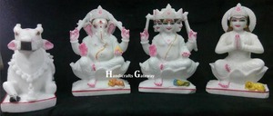 Pure White Marble Laxmi Ganesh <b>Statue</b> - Product Image 5