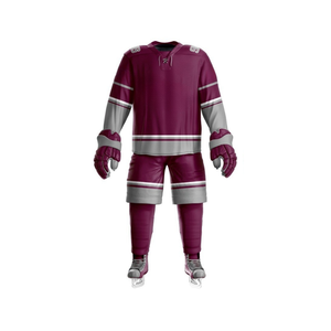 Uniforme de Hockey sobre Hielo Color Borgoña, de Secado Rápido, con Cuello en V y Mangas con Puños, Uniformes de Hockey sobre Hielo de Poliéster - Product Image 2