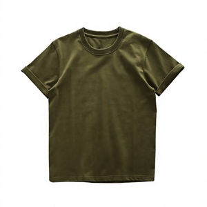 Women's <b>Olive</b> <b>Green</b> 100% Cotton Short Sleeve O-Neck Regular Fit Casual <b>T</b>-<b>Shirt</b> Solid Jersey Knitted Plain Dyed Eco-Friendly - Product Image 1