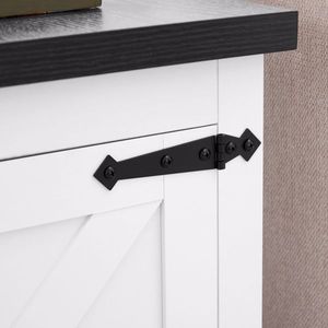 Farmhouse Rectangular End Table with Adjustable Storage Shelf Rustic Nightstand with Barn Door for Sofa <b>Side</b> Use - Product Image 4