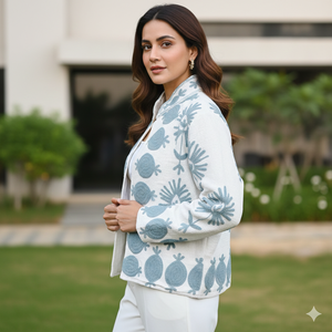 Veste réversible en coton 100% pour femme, design floral, faite à la main, tissée, brodée Suzani, écologique, pour l'automne et l'hiver - Product Image 3