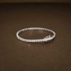 Pulsera de tenis de lujo para mujer de plata 925 con moissanita, corte brillante redondo, engaste hecho a mano, joyería de boda - Product Image 2