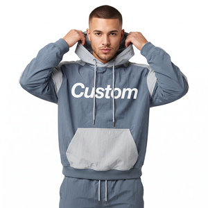Sudadera con Capucha Oversize de Alta Calidad para Hombre, Estilo Urbano, 100% Nailon, Hombros Caídos, Dos Tonos, con Logotipo Personalizado - Product Image 3
