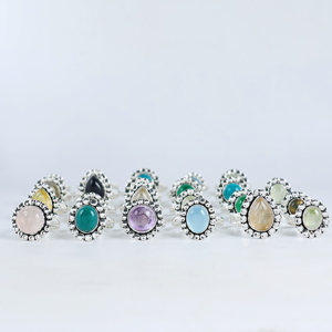 Anillos de Piedras Preciosas Naturales Variadas para Mujer, Estilo Vintage, Chapados en Plata de Ley, Joyería al por Mayor Bismillah Gems - Product Image 4