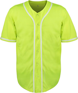 Maillot de baseball unisexe pour adulte 2026, manches courtes, col en V, boutons sur le devant, maille respirante, jaune-vert, vêtements de sport d'été - Product Image 1