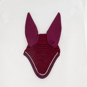 Premium Horse Ear Bonnet <b>Fly</b> Veil White Rope Trim Breathable Crochet Ear <b>Net</b> Custom Logo Equestrian Riding OEM Supply - Product Image 3