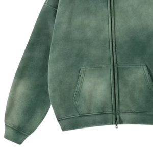 <b>Men</b> Green Sun Faded Acid Washed Breathable Pocket Oversized Heavyweight <b>Fleece</b> Streetwear Custom Logo Cotton <b>Thick</b> Winter - Product Image 5