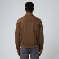 Veste en jean marron pour homme, logo de marque brodé, coupe classique, style décontracté, automne-hiver, coupe-vent, écologique, fermeture à boutons