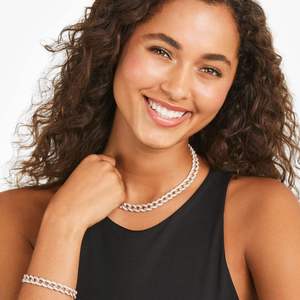 Bracelet chaîne en or rose plaqué diamant, taille brillant rond, sertissage en canal, luxe, unisexe, pour usage quotidien - Product Image 3