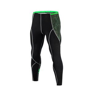 Conjunto de compresión de manga larga para hombre, color negro, cuello redondo, de secado rápido, licra y poliéster, top de manga larga y pantalones, kit sólido para todas las estaciones - Product Image 2