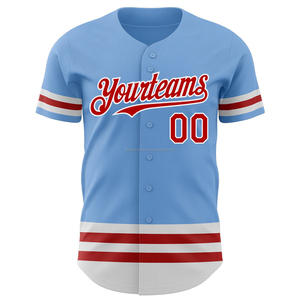 Vente en gros de chemises unies de baseball à impression personnalisée Haut de baseball bleu Maillot de baseball pas cher pour homme avec sublimation - Product Image 3