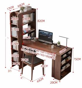 Wood Computer Desktop Retractable <b>Desk</b> with Integrated Bookshelf Storage for Home Office Furniture Set - Product Image 2