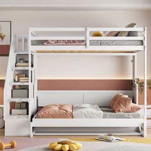 Letto Murphy Full-Size con ascensore idraulico e Design bianco della scrivania sulla configurazione del letto completo - Product Image 2