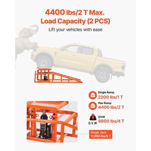 Rampas Hidráulicas para Autos, 2 Piezas, Capacidad de 5 Toneladas, Altura de Elevación de 10-14.2 Pulgadas, Elevadores Portátiles Resistentes para Vehículos - Product Image 4