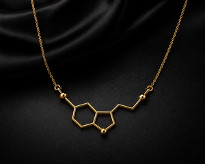 Collar con Colgante de Molécula de Serotonina Dorada, Plata de Ley 925, Joyería Inspirada en la Química para Mujer, Regalo para Fiesta - Product Image 3
