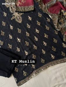 Nouvel arrivage : Ensemble Salwar semi-cousu en mousseline de viscose avec imprimé numérique et broderie Aari-Diamond – Fournisseur d'Inde - Product Image 2