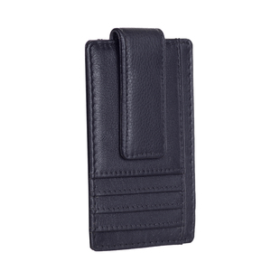 Porte-cartes vintage en cuir Crazy Horse lavé avec fermeture magnétique, portefeuille de serveur avec fenêtre transparente pour carte d'identité et carte de crédit, fin et simple - Product Image 5
