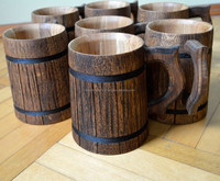 Tasse à bière en bois faite à la main 8 Oz-12 Oz-16 Oz Technique polie en bois et acier inoxydable pour café et bière