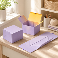 Boîte cadeau carrée pliable pré-pliée en carton vierge imprimable, couleur lilas, directement de l'usine