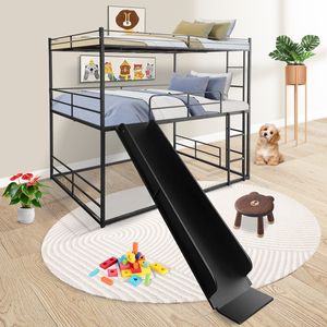 Letto a soppalco nero a una piazza e mezza con scivolo e scaletta per bambini - Product Image 6