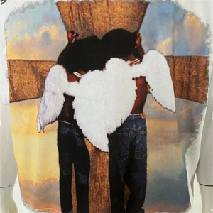 เสื้อยืดผู้ชายทรงโอเวอร์ไซส์ สีขาวดำ ผ้าฝ้าย 100% ระบายอากาศได้ดี ป้องกันรอยยับ ลายกราฟฟิตีแบบสาดสี ทำตามสั่งจากโรงงาน - Product Image 2