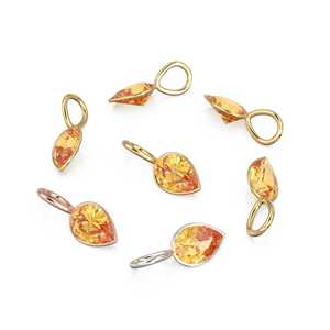 Pendentif Breloque en Or Jaune Massif 14 carats avec Citrine du Brésil, Monture pour Bijoux / Pierre de Naissance de Novembre / Pierre Précieuse Dorée de 7 mm / Coupe Poire - Product Image 2
