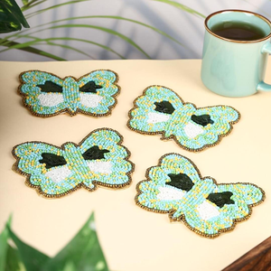 Premium Bohemian Beaded Glass Cup Coasters Artisan Craft <b>Scratch</b> Resistant for Special Occasions - Product Image 5