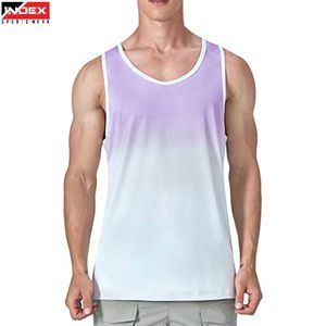 Camiseta sin Mangas Deportiva para Hombre, Cuello Redondo, Color Degradado, Tejido de Punto, Secado Rápido, de Morado Claro a Blanco, Marca INDEX - Product Image 1