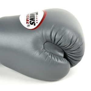 Gants de boxe gris Premium Twins pour l'entraînement et le sparring, logo personnalisé, cuir de vachette véritable - Product Image 6