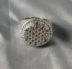 Round Moissanite Pinky <b>Ring</b> <b>925</b> Sterling <b>Silver</b> Iced Out Hip Hop Jewellery VVS Diamond Statement <b>Ring</b> - Product Image 3