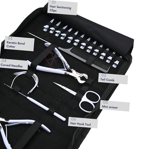 Kit d'outils pour extensions de cheveux blancs avec pinces à micro-anneaux pour pose et retrait, coupe-keratine et pinces de sectionnement - Product Image 3