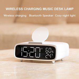 Estación de carga inalámbrica rápida RGB LED Reloj digital Altavoz Pantalla de temperatura Control de lámpara Reloj Despertador-para fiestas Computadora - Product Image 2