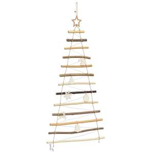 Sapin de Noël en bois de frêne massif de 47,2 pouces avec 50 LED, lumières de Noël naturelles - Product Image 4