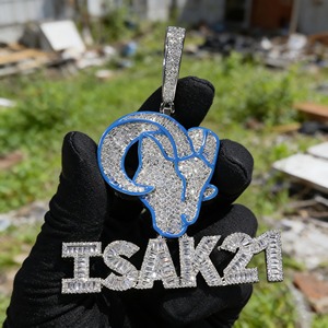 Iced Out Moissanite <b>Pendant</b> 925 <b>Silver</b> Rhodium Plated Hip Hop Style Charms Men's Everyday Wear <b>Pendant</b> Custom <b>Initial</b> <b>Pendant</b> - Product Image 3
