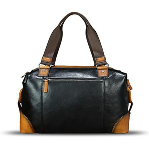 Leather Duffle <b>Bag</b> Weekender Genuine Cowhide Goatskin 15inch Water Resistant <b>Large</b> Capacity Travel <b>Holdall</b> Carry on Luggage - Product Image 3