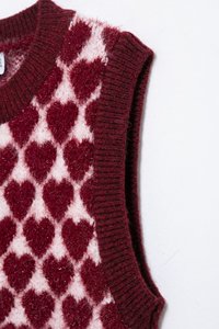 Chaleco de Punto para Mujer, Nuevo Modelo de Primavera, Cuello Redondo sin Mangas, Patrón de Corazón Jacquard, Estilo Europeo Americano, Moda Casual - Product Image 2