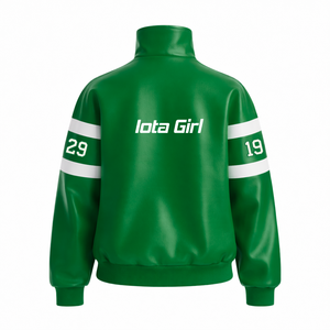 Chaqueta de Cuero PU Iota Phi Lambda para Motociclistas, Chaqueta de Carreras con Bloques de Color para Mujer, Chaqueta de Motociclista de Alta Velocidad - Product Image 4