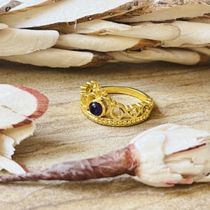 Hot Selling Chevron Crown <b>Ring</b> Amethyst Brass Tiara <b>Ring</b> 18k Gold Plated Filigree Texture <b>Ring</b> Vintage Wholesale <b>Statement</b> <b>Ring</b> - Product Image 5