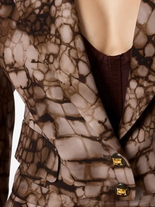 Blazer con Estampado Animal para Mujer, Corto, de Manga Larga, Cuello Camisero, Botón Único, Tejido de Poliéster y Rayón, Estilo Invernal - Product Image 5