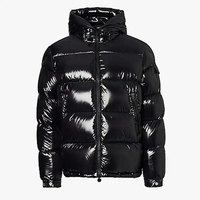 Veste d'hiver pour homme à capuche, en toile, coupe-vent, isolée, imperméable, légère, vêtement d'extérieur décontracté avec logo sur le devant