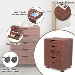 Armadietto Portadocumenti in MDF e PVC Marrone con Cinque Cassetti - Product Image 5