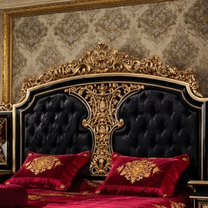 Cama de Lujo King Size de Madera de Caoba Sólida Estilo Rococó Clásico del Palacio Real con Armario y Tocador para Dormitorio, Hogar u Hotel - Product Image 5