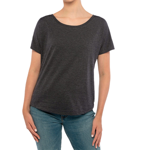 Camiseta de Mujer He She Wears, Color Gris Oscuro, Cuello Redondo, Manga Corta, Corte Holgado, 100% Algodón Jersey, Casual, Transpirable, Bordada, para Primavera - Product Image 1