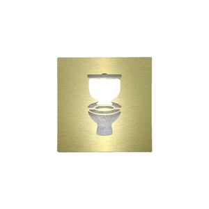 Plaque de signalisation de porte de salle de bain en métal plaqué or de forme carrée, parfaite pour la décoration élégante de la salle de bain et le style moderne - Product Image 1