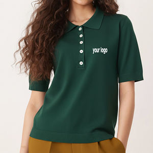 Camisa de Mujer de Lujo Hecha a Medida, Ropa Casual de Verano, 100% Algodón, Apliques Ecológicos, Transpirable, Verde Sólido, Estilo Urbano - Product Image 4