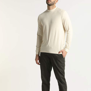 <b>Top</b> quality Men's White <b>Long</b> <b>Sleeve</b> O-Neck Knitted Casual T-Shirt Regular Fit Solid Color 100% Cotton Blank Design - Product Image 2