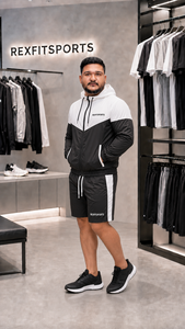 REXFIT SPORTS 2026 – Ensemble personnalisé unisexe veste à capuche et short en nylon, color block, léger, pour entraînement sportif et tenue d'équipe - Product Image 2
